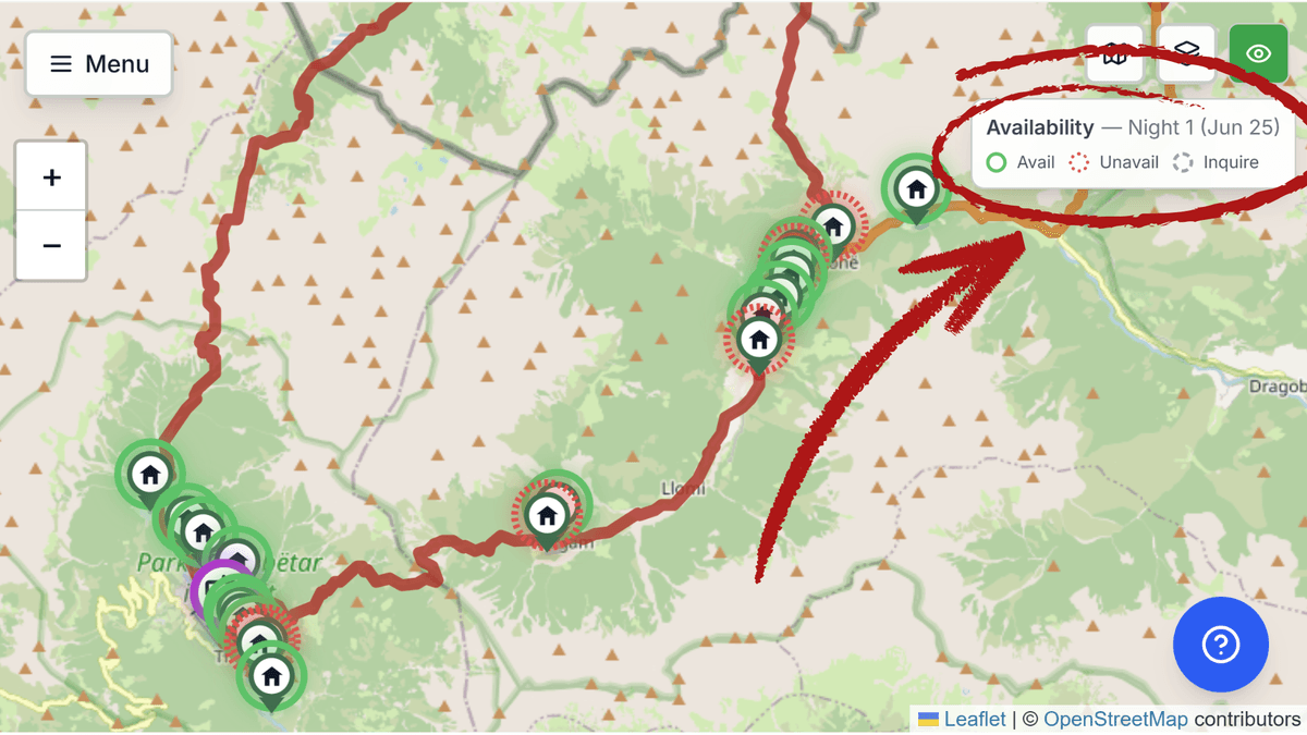Live accommodation availability on map